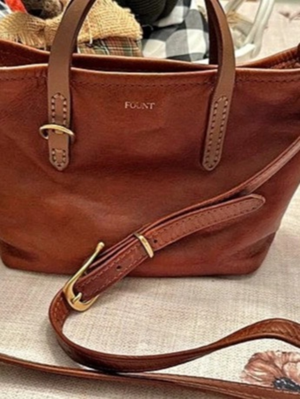 Fount The Bellfield Crossbody Brown Leather Tote